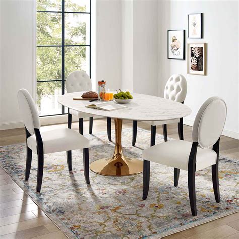 Modterior :: Dining Room :: Dining Tables :: Lippa 78" Oval Dining Table in Rose White