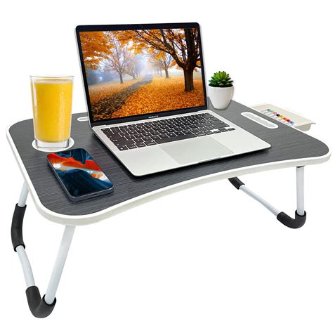 Lap Desk for Laptop Portable Bed Table with Tablet Slot and Cup Holder ...