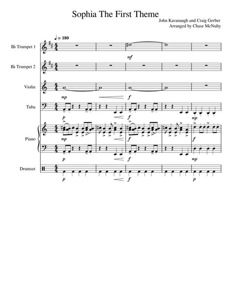 Sofia The First Theme Sheet music for Piano, Tuba, Trumpet in b-flat ...