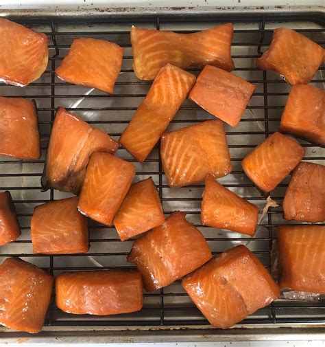 Smoked salmon. 24 hour brine, smoked at 165 for three hours, brushed ...