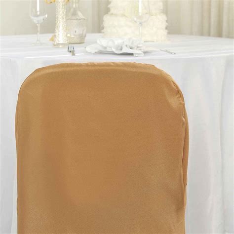 Gold Polyester Folding Round Chair Covers | TableclothsFactory