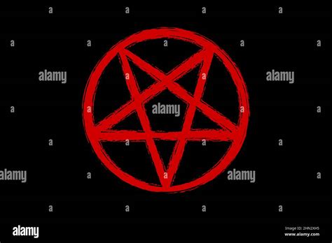 Pentagram Pentacle Wicca Star, red brush style, hand drawn tattoo ...