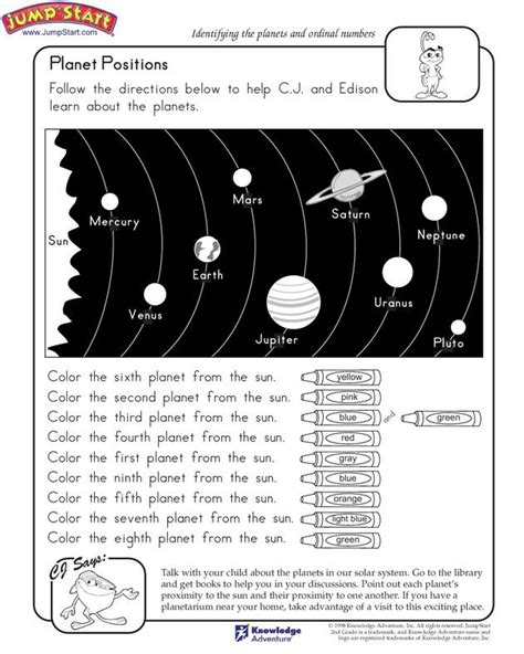 Planet Positions – Free Science Worksheets for Kids – JumpStart ...