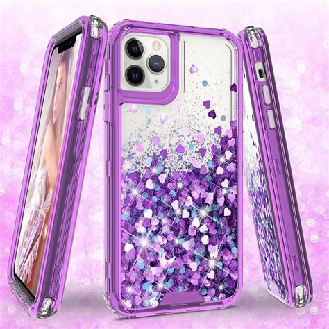 Apple iPhone 12 Pro Max Case,Hard Clear Glitter Sparkle Flowing Liquid ...