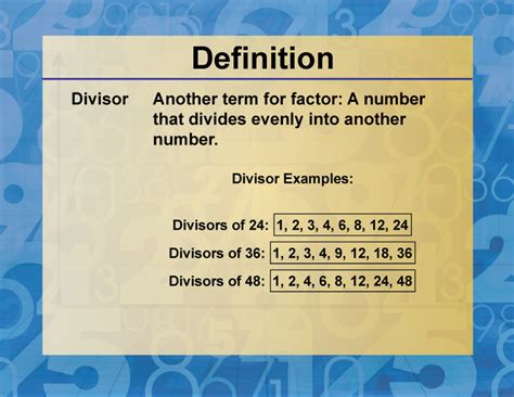 Definition--Factors and Multiples--Divisor | Media4Math