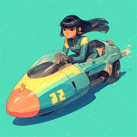 Premium Vector | A Bakersfield girl goes velomobile racing in cartoon style