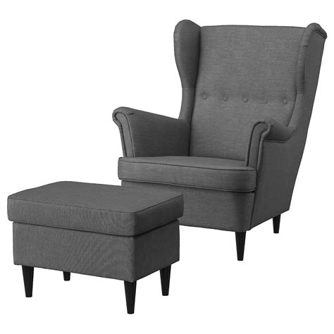 STRANDMON armchair and ottoman, Nordvalla dark gray - IKEA