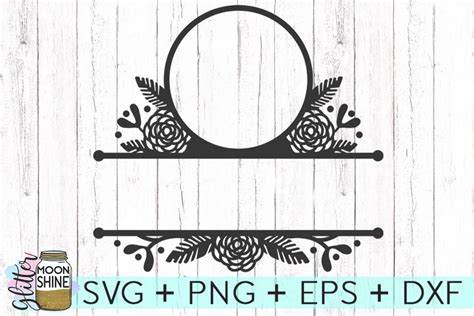 Floral Split Monogram Frame SVG DXF PNG EPS (67532)