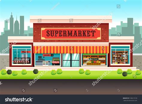 Vector Illustration Supermarket Grocery Store Stock Vector (Royalty Free) 518613133 | Shutterstock