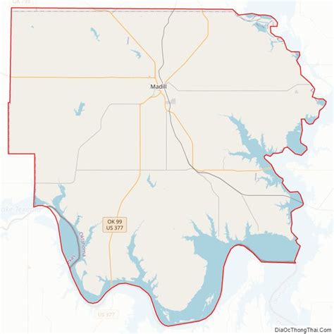 Map of Marshall County, Oklahoma - Địa Ốc Thông Thái