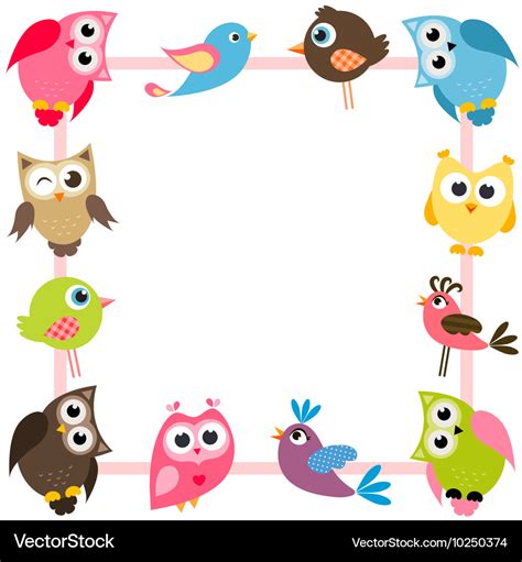 Frame with funny colorful birds Royalty Free Vector Image