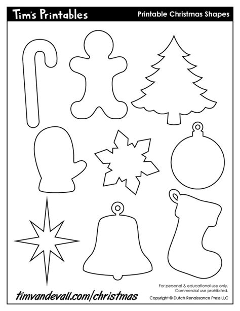 Printable Christmas Shapes - Tim's Printables