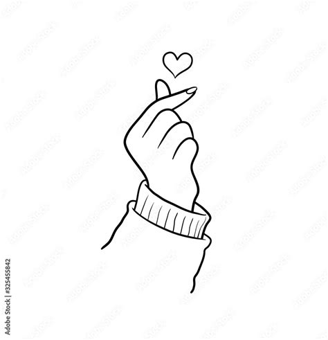 hand drawn vector illustration of Korean Finger heart love symbol Stock Vector | Adobe Stock