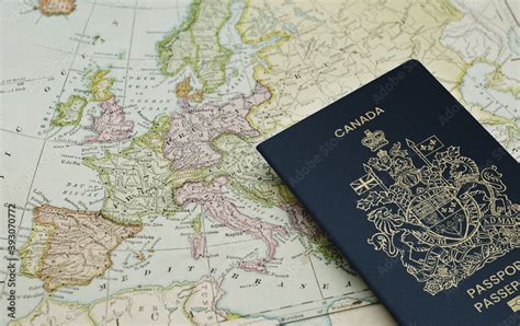 canada passport on a geographical map of Europe Stock Photo | Adobe Stock