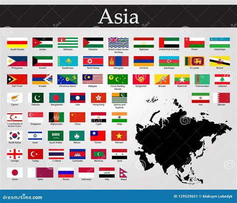 All Flags of Asia. Vector Illustration. World Flags Stock Illustration - Illustration of arabia ...