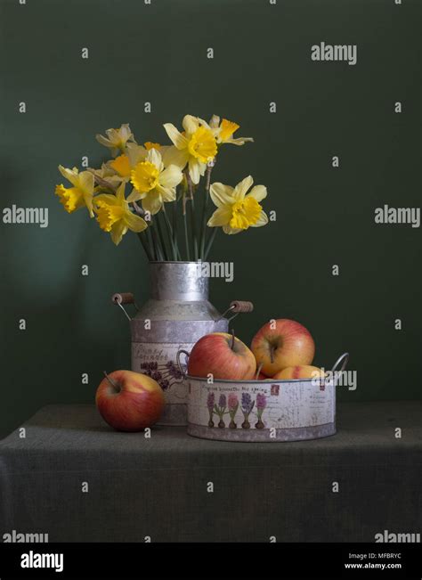 still life with flowers and fruits. vintage. retro Stock Photo - Alamy