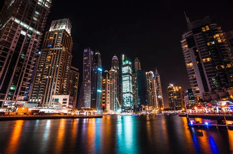 Night city lights, Dubai, United arab emirates, Skyscrapers HD ...