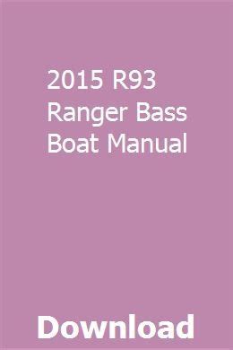 2015 R93 Ranger Bass Boat Manual | Bass boat, Lexus sc430, Ranger