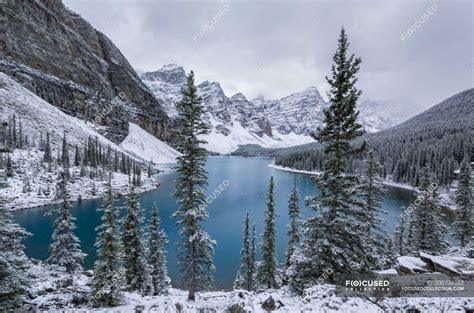 Moraine Lake and Valley of Ten Peaks in winter, Banff National Park, Alberta, Canada. — UNESCO ...