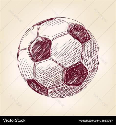 Soccer ball hand drawn realistic Royalty Free Vector Image