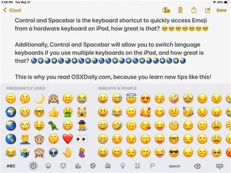 How to Type & Access Emoji by Keyboard Shortcut on iPad