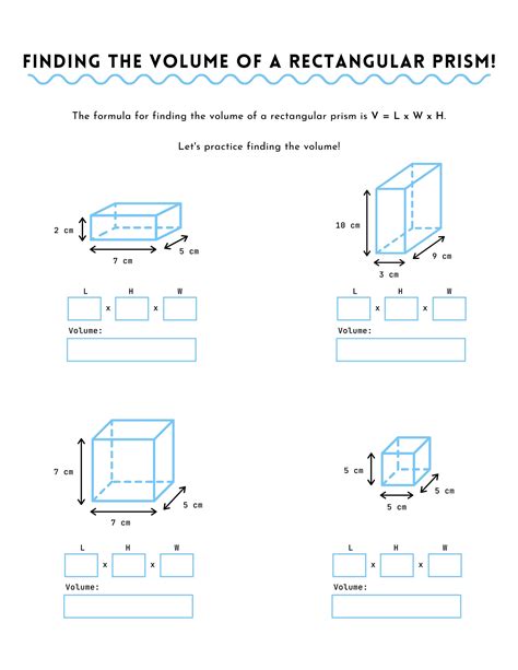 Volume Of Rectangular Prism Worksheets