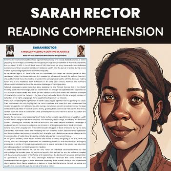 Sarah Rector Biography Reading Comprehension for Black history Month