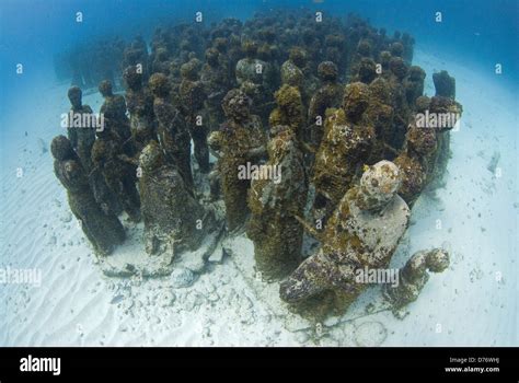 Sculptures at Cancun Underwater Museum Cancun Quintana Roo Yucatan Peninsula Mexico Stock Photo ...