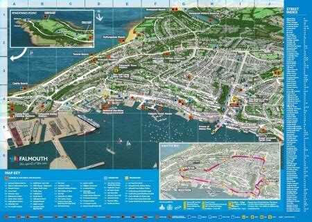 Falmouth Map Falmouth map great britain latitude & longitude: free ...