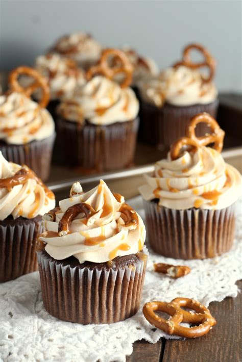 Salted Caramel Pretzel Cupcakes - Chocolate With Grace