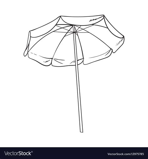 Black and white open beach umbrella sketch style Vector Image