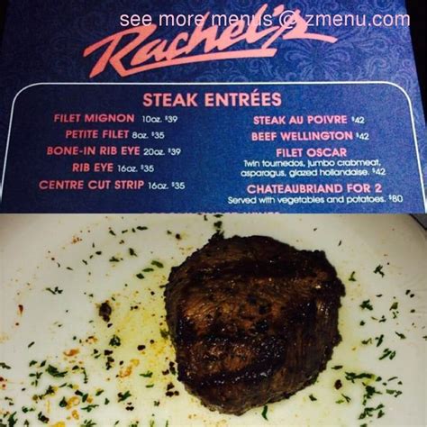 Online Menu of Rachels Steakhouse Restaurant, Orlando, Florida, 32824 - Zmenu