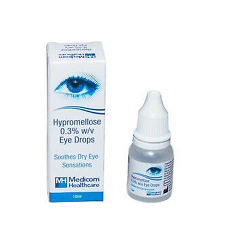 Hypromellose 0.3% Eye Drops For Dry Eyes 10ml - 3 pack - Brand May Vary ...