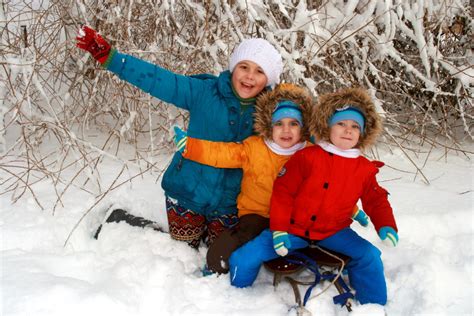 Free Images : snow, winter, white, play, child, season, joy, brothers, sister, twins, sledge ...