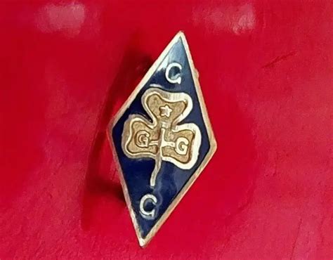 VINTAGE GIRL GUIDES Lozenge Shape Blue & Gold Enamel Pin Badge Friendship 1960s EUR 10,52 ...
