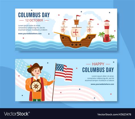 Happy columbus day horizontal banner template Vector Image