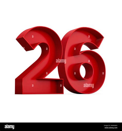 A 3d rendering of the red number 26 isolated on the empty white background Stock Photo - Alamy