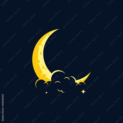 elegant crescent moon and star logo design Stock Vector | Adobe Stock