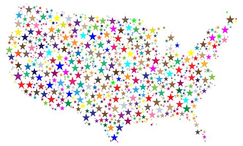 United States Map Prismatic Stars Clip Art Image - ClipSafari