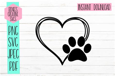 Heart W/ Paw Print Graphic by ReneesCreativeSVGs · Creative Fabrica