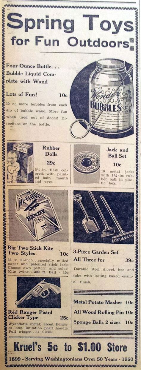 1950 vintage newspaper ad for toys to play with in the Spring. # ...