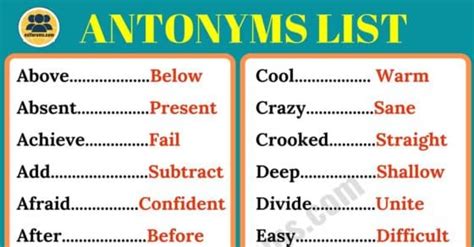 List of 200+ Antonyms From A to Z in English - ESL Forums