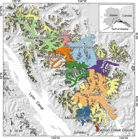 Modeling domain including the Juneau Icefield and surrounding glaciers ...