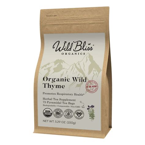 Organic Wild Thyme Tea – Caffeine Free Wellness Tea – 75 Tea Bags - Wild Bliss Organics