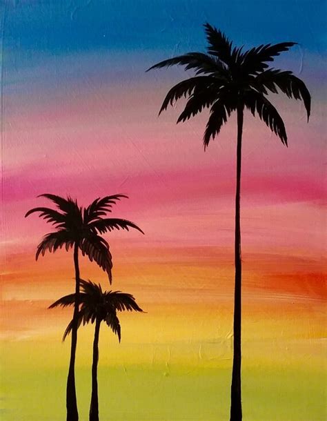 Sunset Palm Tree Painting 22 | Etsy