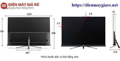 Kích thước tivi 55 inch là bao nhiêu? Dài, rộng, cao | Để bàn, treo tường