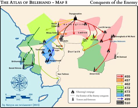 The Atlas of Beleriand - Map 8 by Airyyn.deviantart.com on @DeviantArt Silmarillion Map, Middle ...