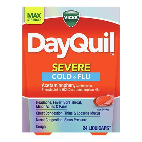 Vicks Dayquil Severe Cough, Cold & Flu Daytime Relief LiquiCaps, 24 Ea