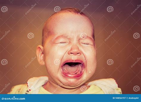 Portrait of a Crying Baby. Tears on the Face Stock Image - Image of emotion, pain: 94856197