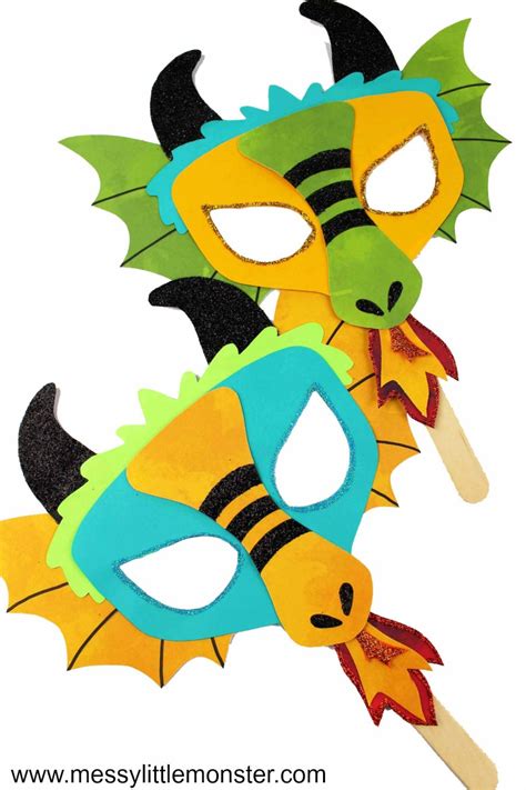 Chinese Dragon Mask - A fun printable dragon craft - Messy Little Monster